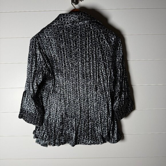 Laura Max Petite Medium Black & White Links Blouse 3/4 Sleeve- AMAZING BUTTONS - Picture 2 of 6
